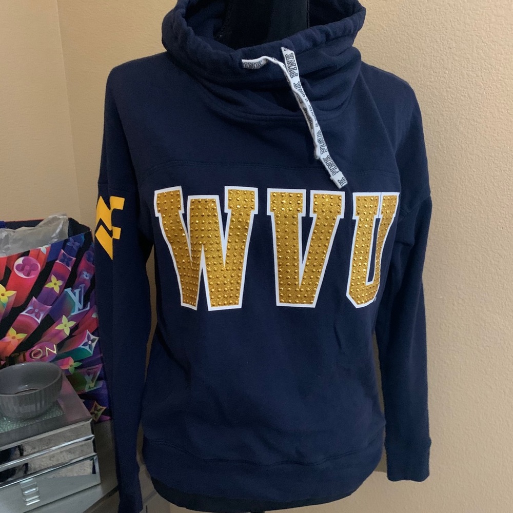 PINK West Virgo University Cowl Neck Pullover